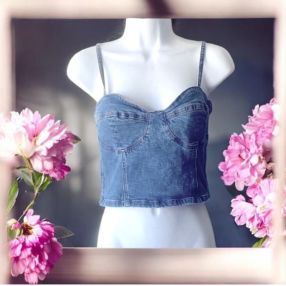 PacSun Blue Camisole Bustier Crop Top - Picture 9 of 10